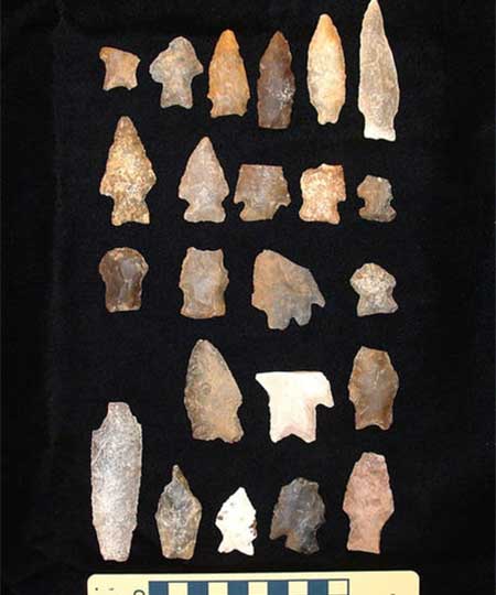 Multiple rows of darts/projectile points/arrow heads, Horizon Cultural Resources Services