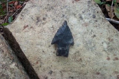 Close up of arrow head on rock